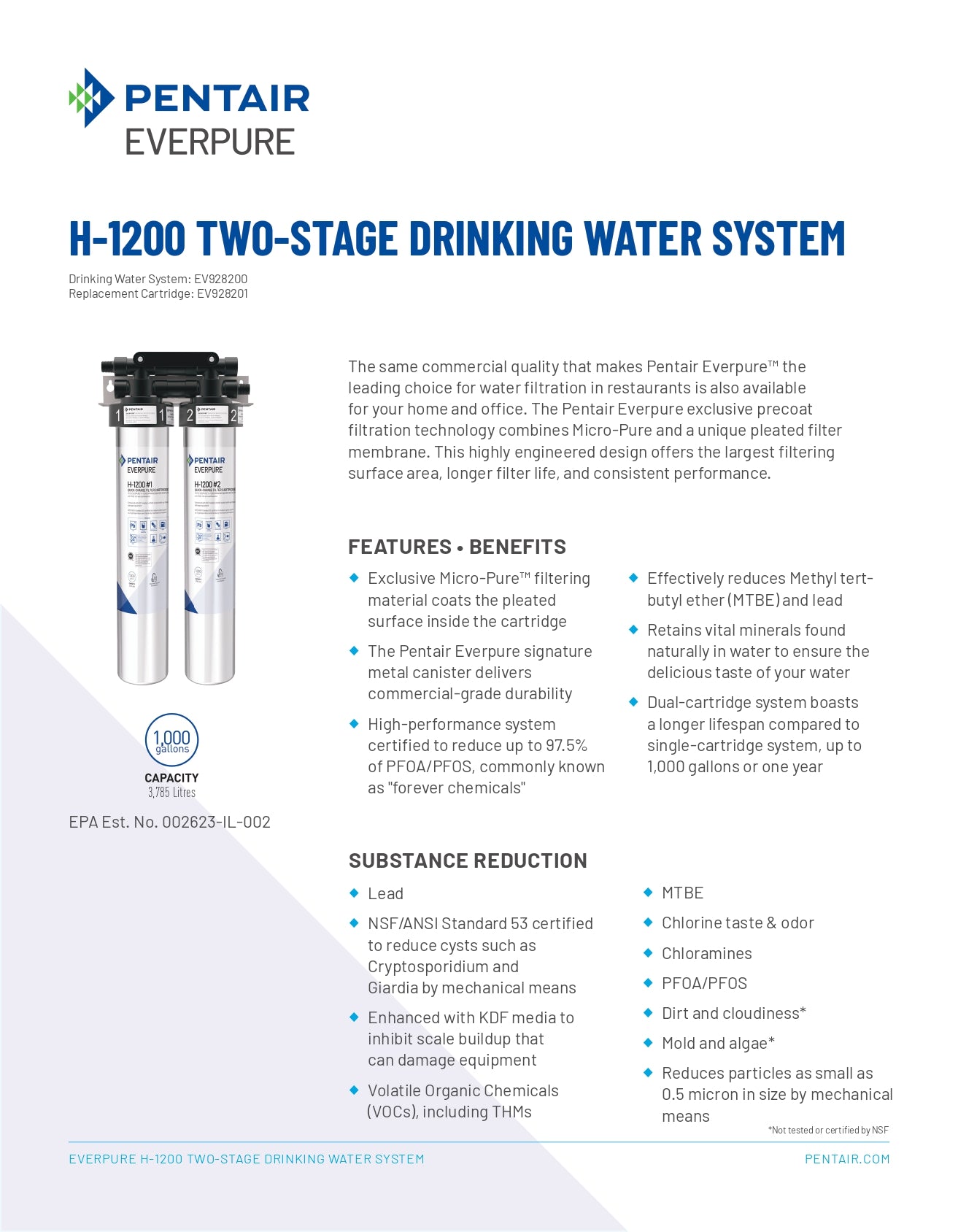 Everpure H-1200 淨濾芯(連上門換芯服務 Filter Cartridge with on-site installation)