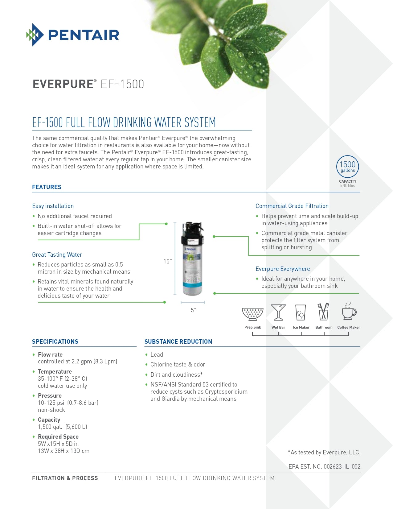 Everpure EF-1500 淨濾芯(連上門換芯服務 Filter Cartridge with on-site installation)