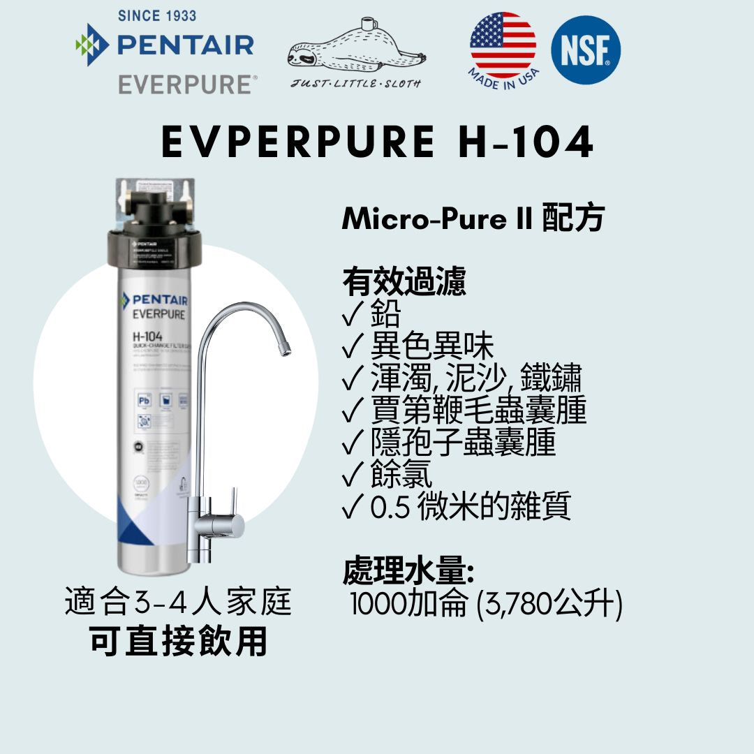 Everpure H-104 濾水器套裝包上門送貨+標準安裝 (Filtration System with on-site installation)